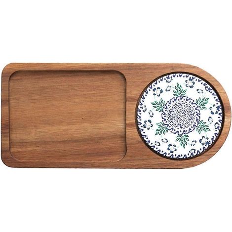 Café plateau bois assiette petit déjeuner plateau pour service alimentaire hospitality coffeeware teaware décor table (1/5)