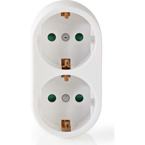 Nedis PSSPL200F1WT enchufe schuko doble blanco 3500W