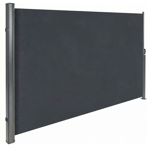 Tenda laterale 300x180H cm. Separè frangivento con sistema di riavvolgimento automatico. Telaio in Alluminio. Colore Grigio antracite.
