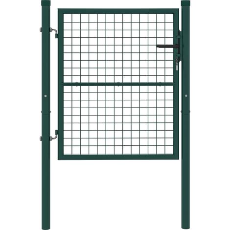 Portillon de jardin en acier 97 x 150 cm portail de jardin avec serrure, clés et poignée, vert fini anti-rouille pour une durabilité accrue