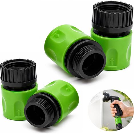 4 PCS Raccord Rapide de Jardin Adaptateur Robinet Tuyau Arrosage 3/4 Pouce, Connecteur Mâle Femelle Universel pour Tuyau Extensible, Système d’Arrosage et Pulvérisateur Extérieur (1/5)
