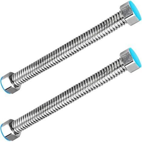 2 Stück G1/2" x G1/2" Edelstahl-Wellrohr-Ablaufschlauch, für Warmwasserbereiter-Anschluss, Sanitär, Badezimmerschlauch, Warmwasserrohr, 10 cm (1/5)