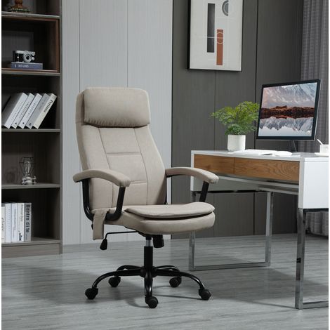Sedia da ufficio ergonomica massaggiante, regolabile, reclinabile, beige DESVIAE (1/5)