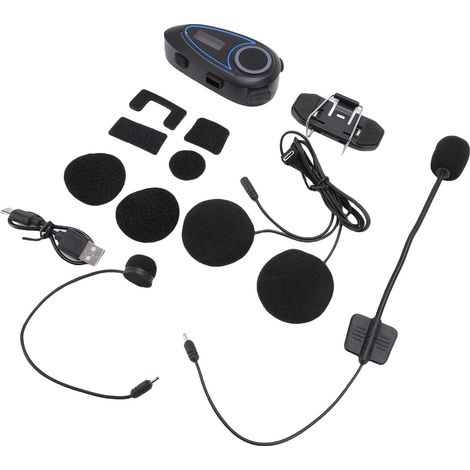 Casque Bluetooth pour moto avec écran LCD, radio FM, égaliseur, indicateur de batterie et intercom pour casque (1/5)