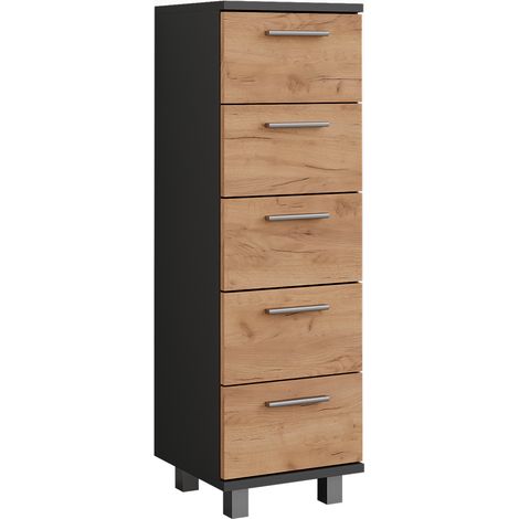 Mobile midi Ilias, Antracite/quercia dorata, 30.2 x 95 cm, Vicco