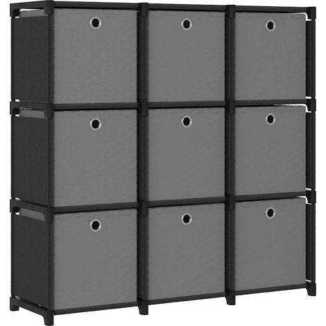 vidaXL Étagère à 9 cubes avec boîtes Noir 103x30x107,5 cm Tissu (1/5)