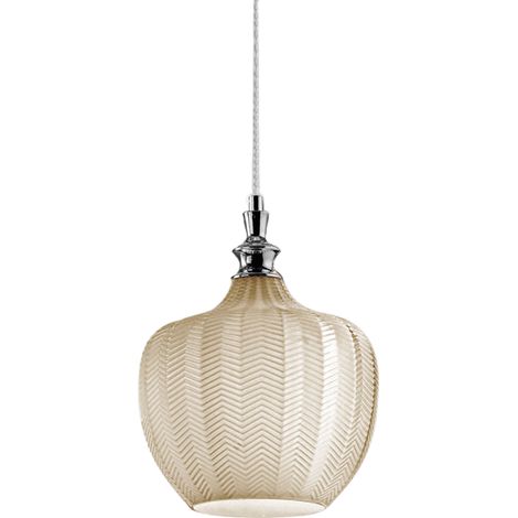 Suspension Cleofe S/10 Ocre - Structure En Métal Chromé Et Verre Ocre Transparent 1Xe27 Max 60W Ip20 - Gealuce (1/3)