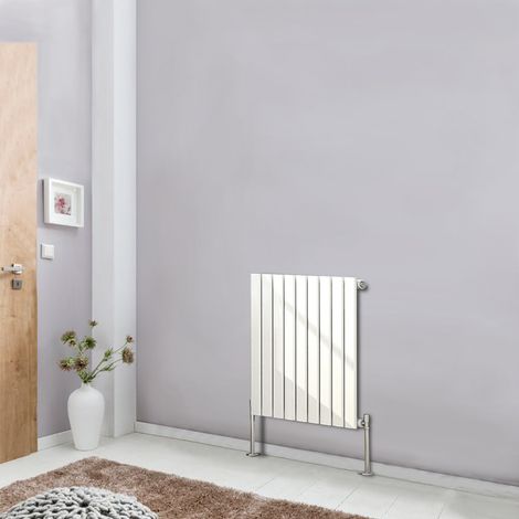 600x612 Single Flat Panel Designer Radiator Modern Horizontal Column Bathroom Central Heating White (1/5)
