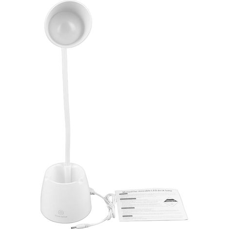 Ortviai Lampe de bureau LED rechargeable blanche 2000 mAh avec gradation tactile et support stylo – 41 cm (1/5)