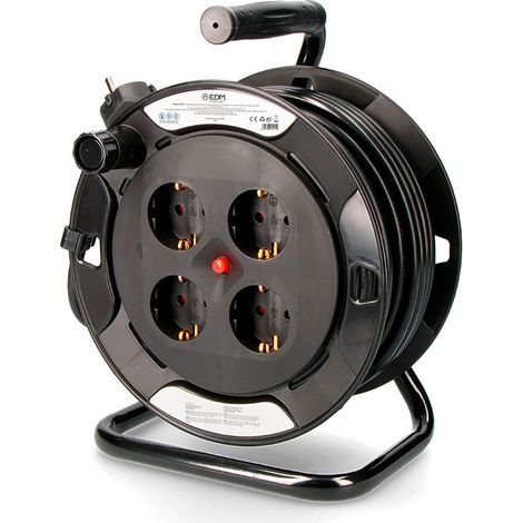 Enrouleur De Câble Professionnel 15m 3x1,5mm 4 Prises T/Tl Avec Protection Thérmique Edm (1/3)