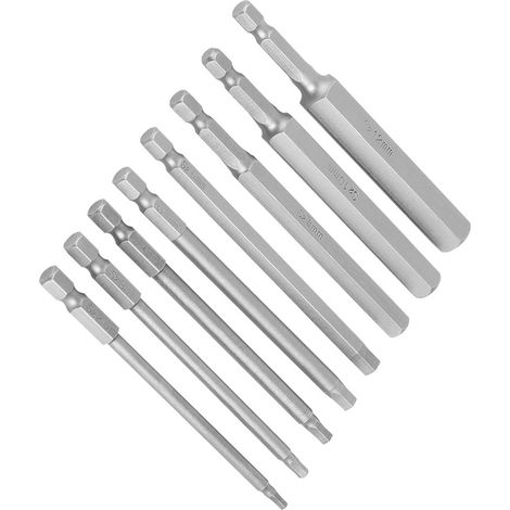 Kit de 8 embouts de tournevis BST à tête hexagonale 1/4" (longueur 100 mm), diamètre 2,5-12 mm (1/5)
