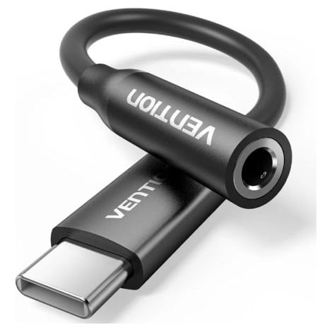 Adaptador Audio Vention BIIBA/ Jack 3.5 Hembra - USB Tipo-C Macho/ 10cm/ Negro