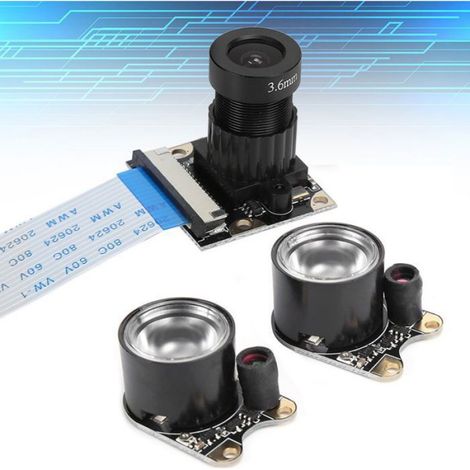 Module Camera - 1080P - Vision Nocturne Infrarouge - Pour Raspberry Pi 4B 3B+ 3B 2B - 5 Megapixels - OV5647 - F1 8 - 3 6 Mm - 60 Deg - Kit Complet (1/5)