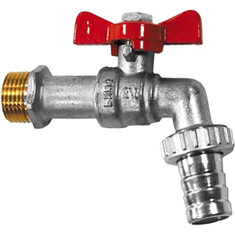 Robinet de puisage laiton nickelé avec manette papillon alu rouge - Série 6961 20x27 - 20x27