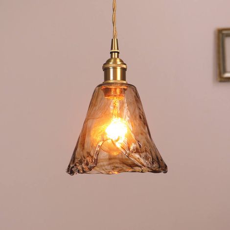 Lampada a sospensione vintage in vetro ambrato tipo B per illuminazione domestica con luce calda a LED da 4 W, e27