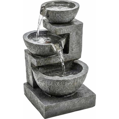 Gartenbrunnen aus Kunstharz mit verstellbarer LED-Beleuchtung, 3-stufiges Design (1/5)