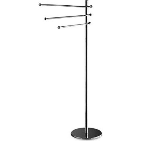 Piantana porta asciugamani in ottone cromato con porta salviette orientabili, base rotonda - piantana da bagno (1/3)