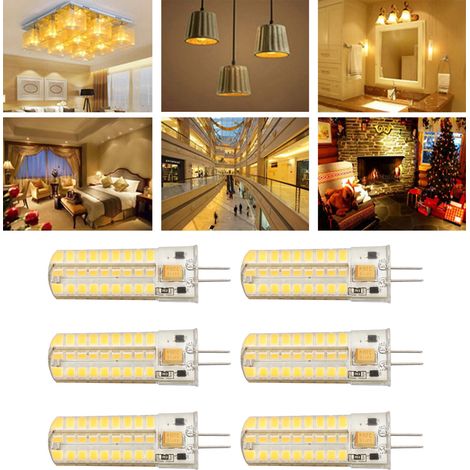 G4 Silikonbirnen, 6er-Pack, 7W LED, geeignet für Pendelleuchten, Deckenleuchten, Wandleuchten und Tischlampen (insgesamt 6 Birnen, warmweißes Licht). (1/5)
