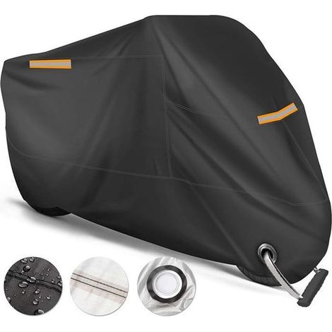 Housse Bâche Moto Imperméable Couverture Polyester190T 240cm Protection UV à l\'eau, Poussière/Neige/Pluie, au Vent
