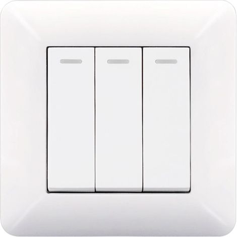 Interrupteur Triple - 82x82 mm - ABS Y Acero - Rocker Manual - IP20 Para Interior Seco - Blanco - 1 Unidad (1/5)