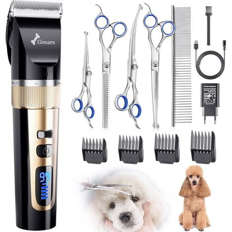 6 en 1 Silencieuse Tondeuse Pour Chien Sans Fil 4 Vitesses 7000 U/min, Rechargeable à Faible Bruit Pour Poils d'Animaux Long Epais, Kit De Tondeuse Professionnelle Pour Chiens Et Chats (1/5)