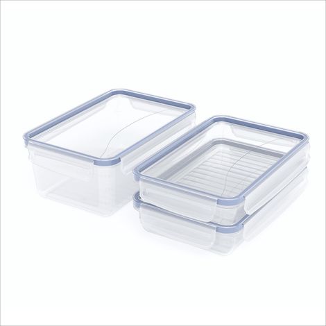 Boîte hermétique alimentaire lot de 3 1 L et 2 L Bleu (1/5)