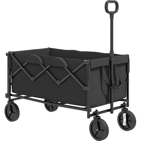 Gartenwagen 100 kg belastbar klappbar Erweiterter Transportwagen mit herausnehmbare Plane Schwarz