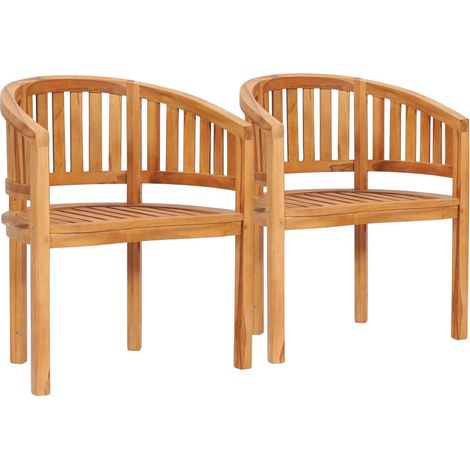 Lot de 2 Chaises en forme de banane - Chaise de Bureau, Salon et de Cuisine Bois de teck solide BSRHS145663 (1/5)