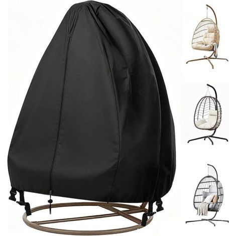 Housse de chaise suspendue de patio avec fermeture éclair, imperméable et résistante aux intempéries, coupe-vent. (1/5)
