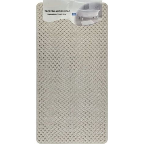 Cleafe - Tappeto Antiscivolo Effetto Intrecciato Beige Per Vasca Da Bagno Doccia 35x69.5cm 10795 - (1/2)