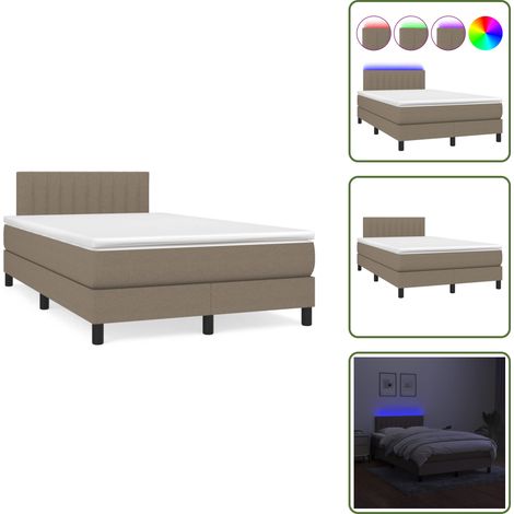 Boxspringbett mit Matratze & LED Taupe 120x190 cm Stoff - Boxspringbett - Betten - Schlafräume - Doppelbett - Liegefläche 120x190 Cm (1/5)