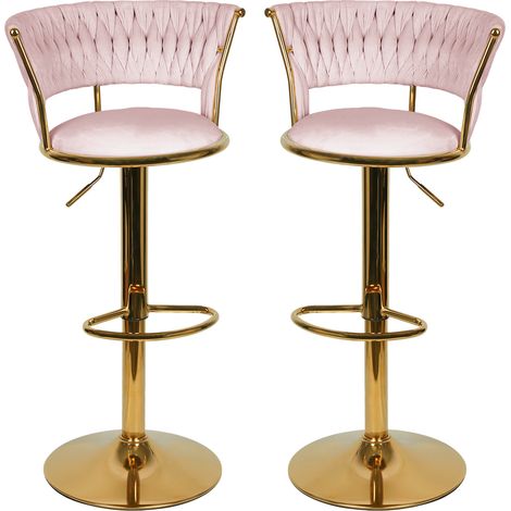 ® Tabouret Bar, Lot de 2 Chaises de Bar, Chaise Haute Cuisine pour Salle à Manger, Salon, Bistro, rose (1/5)