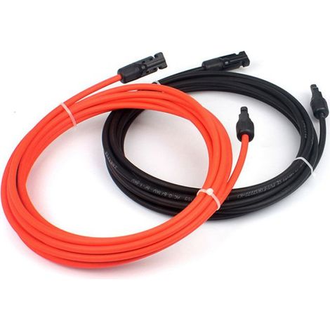 Câble D'Extension Photovoltaïque Du Connecteur Mc4, Câble (14Awg Rouge + Noir 1 Chaque 3 Mètres (10Ft)) (1/4)