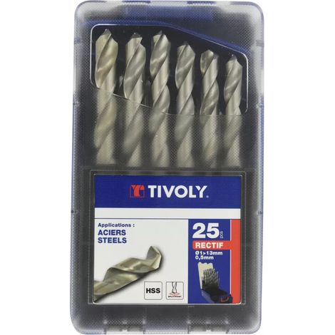 COFFRET 25 FORETS HSS RECTIFIES 1 A 13MM PAR 0,5MM