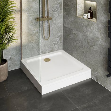 700 x 700mm Easy Plumb Square Shower Tray for Enclosure with Brass Waste (1/3)