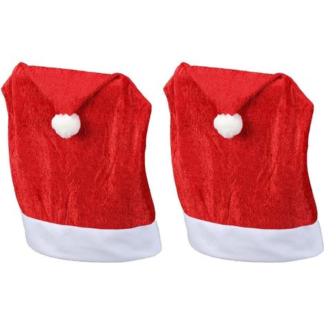 Housses de chaise Noël 2 pièces Velours Rouge Bonnet