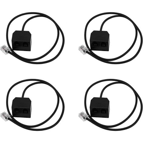 Lot de 4 RJ9 4P4C Male pour Dual Female Ports connecteur Telephone adaptateur câble Fil Telephone Extension Cordon (1/5)