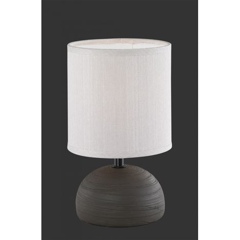 Lampe de table en céramique marron avec abat-jour sablé Ø14 cm (1/3)