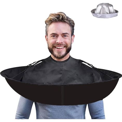 Cape de coiffure auto-adhésive, tablier et parapluie imperméables pour la coupe de cheveux et le rasage de la barbe (60 cm de diamètre) (1/4)