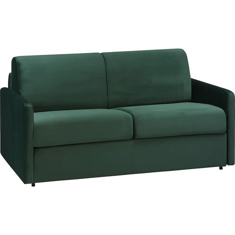 Divano letto 2 posti express in velluto verde abete con seduta memory foam - Letto 120 cm - Materasso 22 cm memory foam - CALIFE (1/4)
