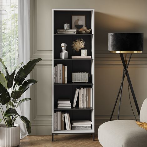Libreria Eliza, Bianco, 60 x 180 cm con 5 scomparti, Vicco