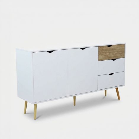 Aparador de salón de madera con 2 puertas y 3 cajones Bradley