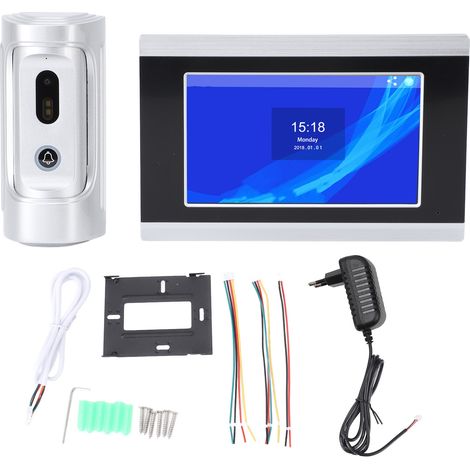 Sonnette vidéo filaire Tuya 1080P HD avec vision nocturne, communication bidirectionnelle et écran LCD TFT 7 pouces pour la maison. (1/5)
