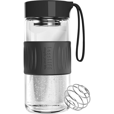 Shaker à protéines 480 ml avec passoire intégrée, boule mélangeuse en acier inoxydable pour un shaker parfait shaker protéiné, sans BPA, anti-fuite et silicone antidérapant – Idéal pour le fitness, la (1/5)