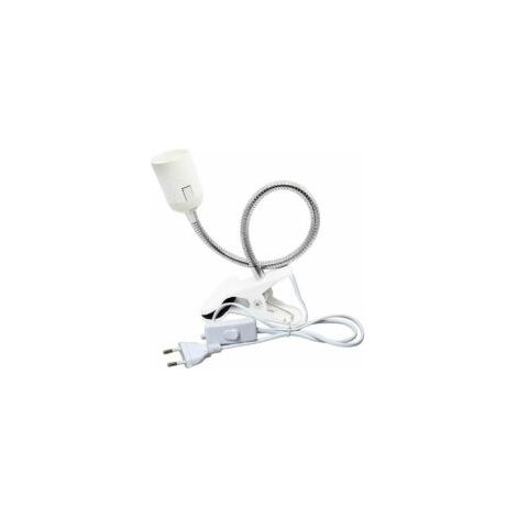 Spot E27 Pince pour Lampe de Lecture au Lit, AC 230V, Cable Douille Clipsable avec Interrupteur, Lampe Pince E27 Clip Lampe col de Cygne Flexible pour Acquarium Plante Miroir (Blanc, sans ampoule) - C (1/4)
