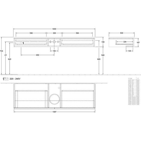 Villeroy & Boch K14150HL WTUS Antao K145 1600x190x500mm