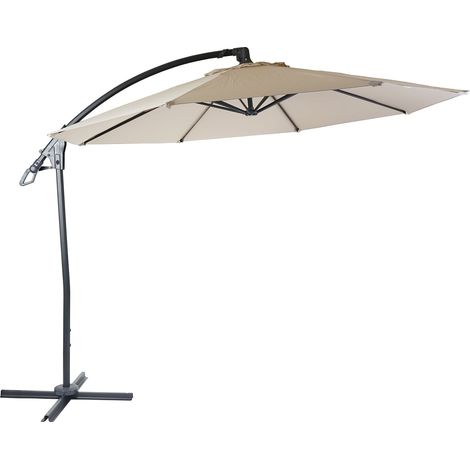 Parasol déporté rond Ø 3 m aluminium / acier et polyester crème-blanc sans pied 040007914