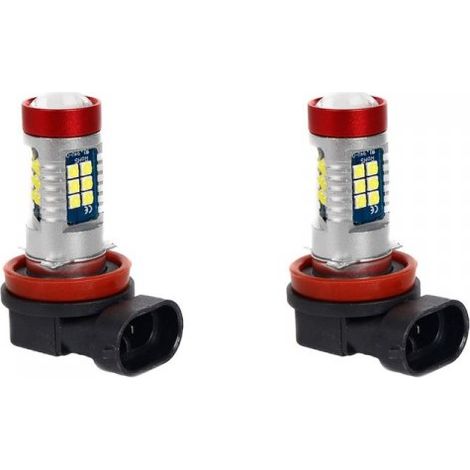 2 Pezzi Lampade LED H8 12V 24V 15 SMD 3030 400lm 8W Bianco Freddo per Fendinebbia 57mm