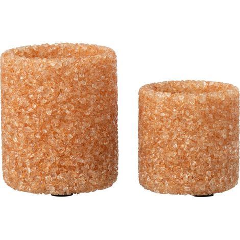 Lot de 2 Photophores en Verre "Pierre" 9cm Rouille