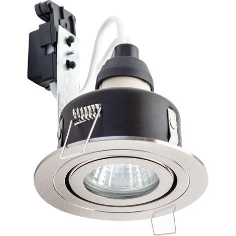 Litecraft Recessed Downlights Tiltable Circular Spotlights in Satin Chrome - 2 Pack